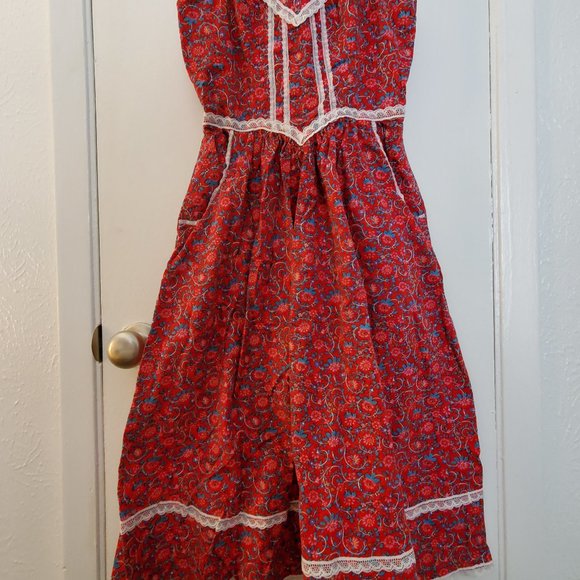 VTG Candi Jones CA Dress Paisley Floral Prairie Lace Dress Women EUC - Picture 3 of 6
